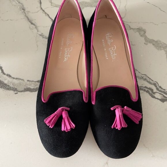 Paola Bentini suede flat with pink tassel. Made in Italy with nice leather soles - Picture 1 of 5